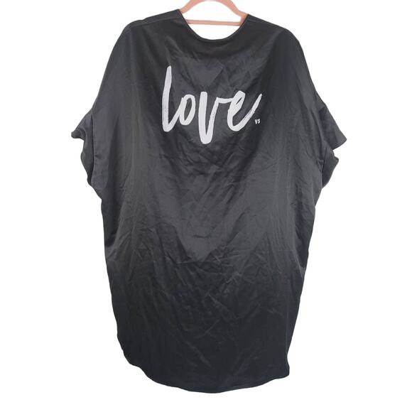 Victoria Secret Love Black Silky Robe OSFM NWT MSRP $58 - Picture 5 of 7